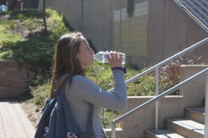 Junior Gianna Schuster carried a bottle of water throughout the day, drinking long before (and after) any workouts.