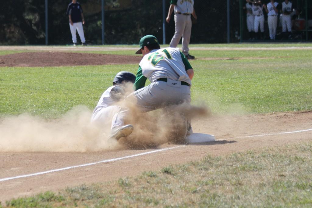 Nick Thompson sliding into third on a steal