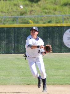 Aaron Pleschner throwing to first.