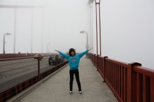 French exchange student Chloe Masero experiencing fog at the Golden Gate Bridge [photo credit to Veronica Pontis] 