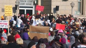 Activists gather at the Jefferson County Courthouse in Steubenville, Ohio. Photo cred: Michael D. McElwain, Steubenville Herald-Star