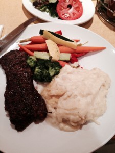 Steak order from Whispers Cafe in Belmont.