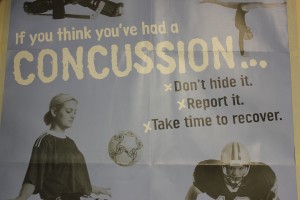This poster about concussions hangs in Carlmont's athletic training room.