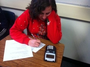 Senior Kalila Kirk takes a math test. 