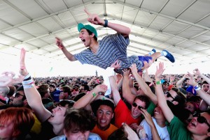 A fan crowd surfing at Coachella 2012. photo from: http://www.rsvlts.com/category/art/music/coachella/