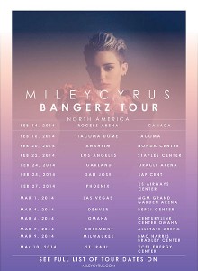 Bangerz tour dates. Photo credit to wikimedia.