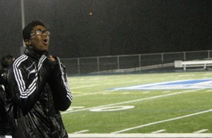 Player Reggie Chatman expresses his happiness for his team's victory.