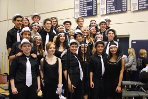 The swing club dressed as flappers at this year's Heritage Assembly. Photo credit to Chrissy Manthey-Klups.